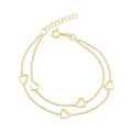 M3359 925 DOUBLE ROW GOLD PLATED HEART BRACELET