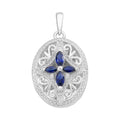 Sterling Silver Created Sapphire & Cubic Zirconia Locket M3399
