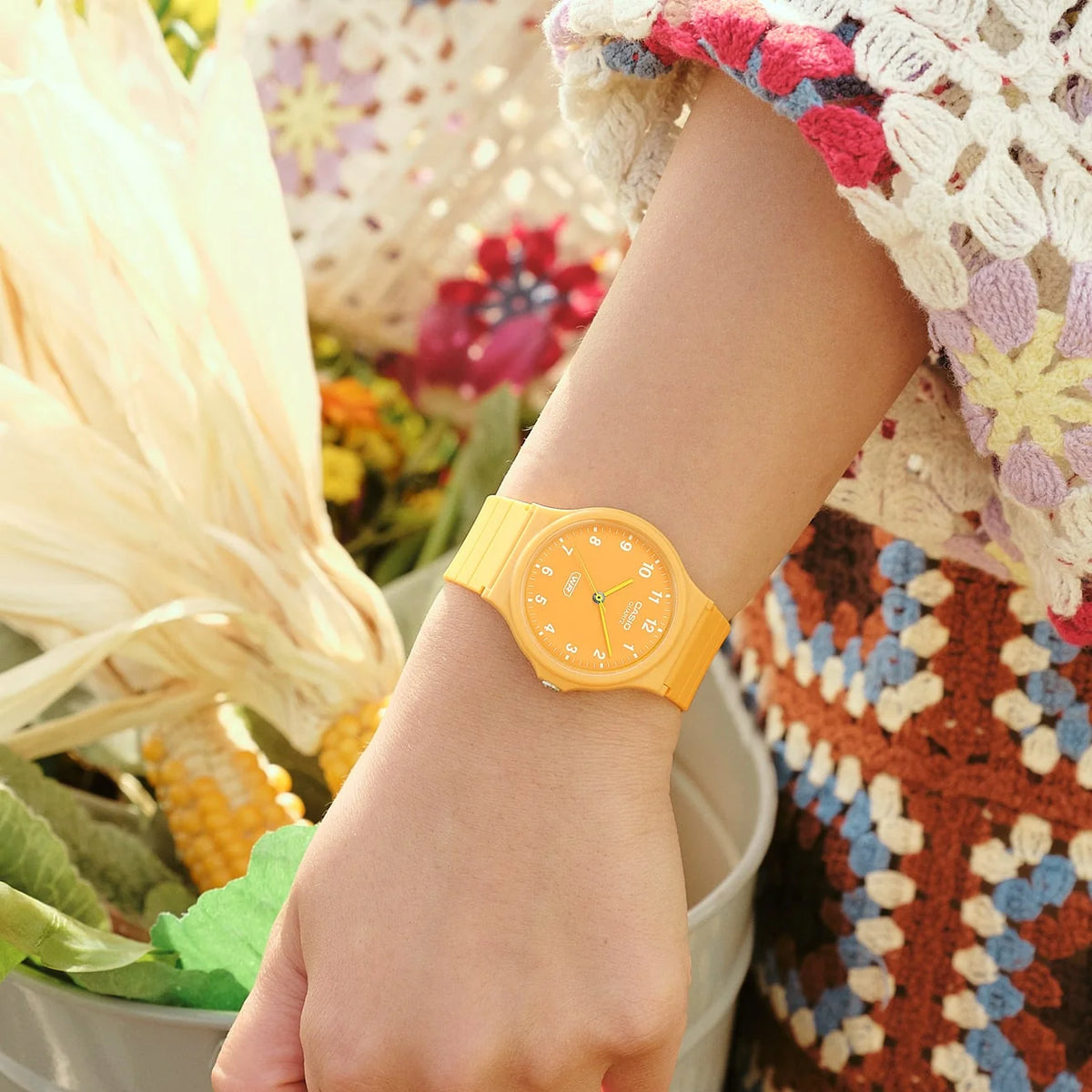 Casio Analogue, Yellow Resin Band MQ-24B-9B