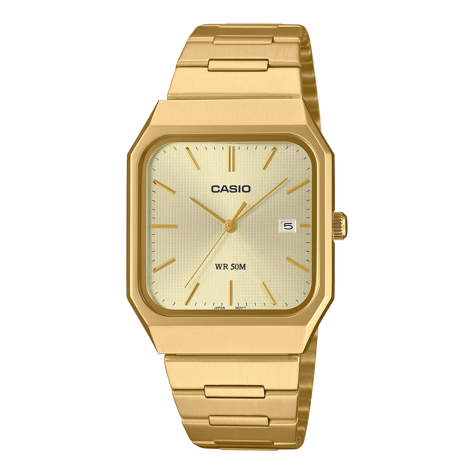 Casio - Analogue square, gold face, gold s/steel MTPB185G-9A