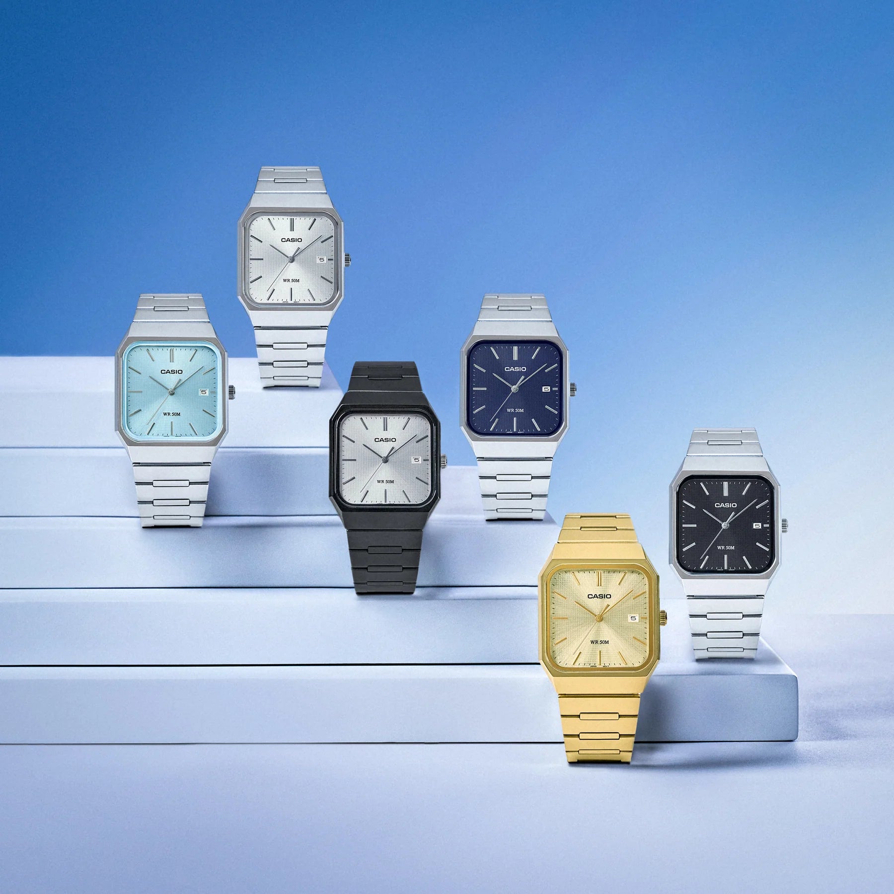 Casio - Analogue square, gold face, gold s/steel MTPB185G-9A