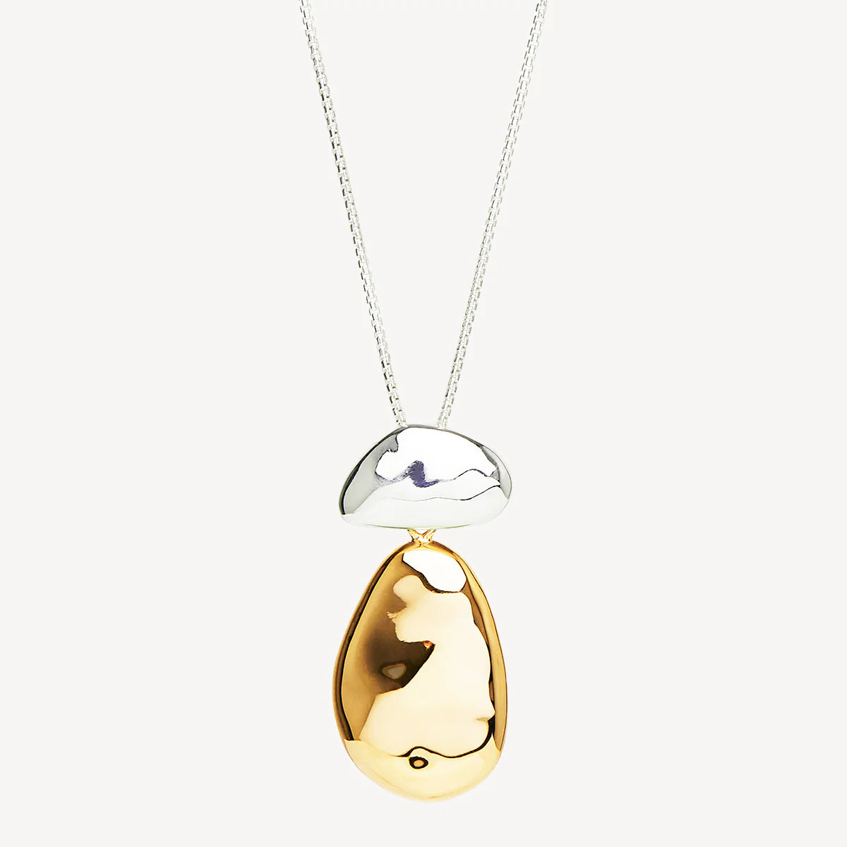 NAJO Double Pebblet Two-Tone Pendant Necklace (55cm+ext) N7135