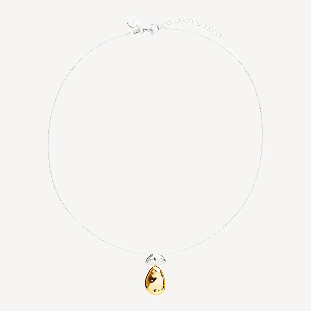 NAJO Double Pebblet Two-Tone Pendant Necklace (55cm+ext) N7135
