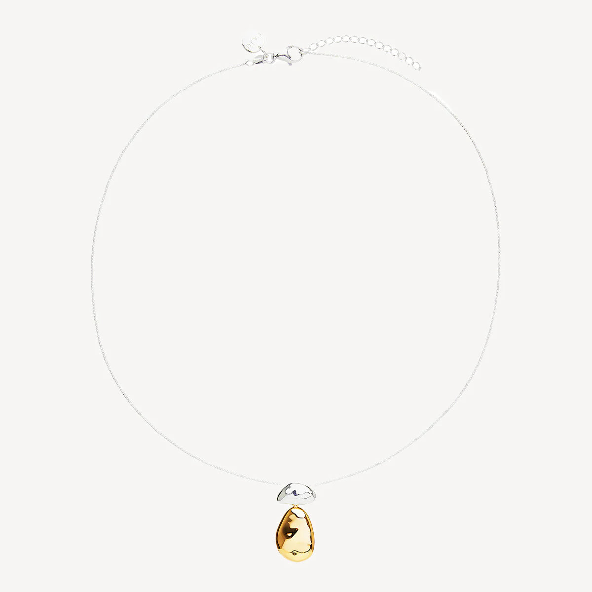NAJO Double Pebblet Two-Tone Pendant Necklace (55cm+ext) N7135