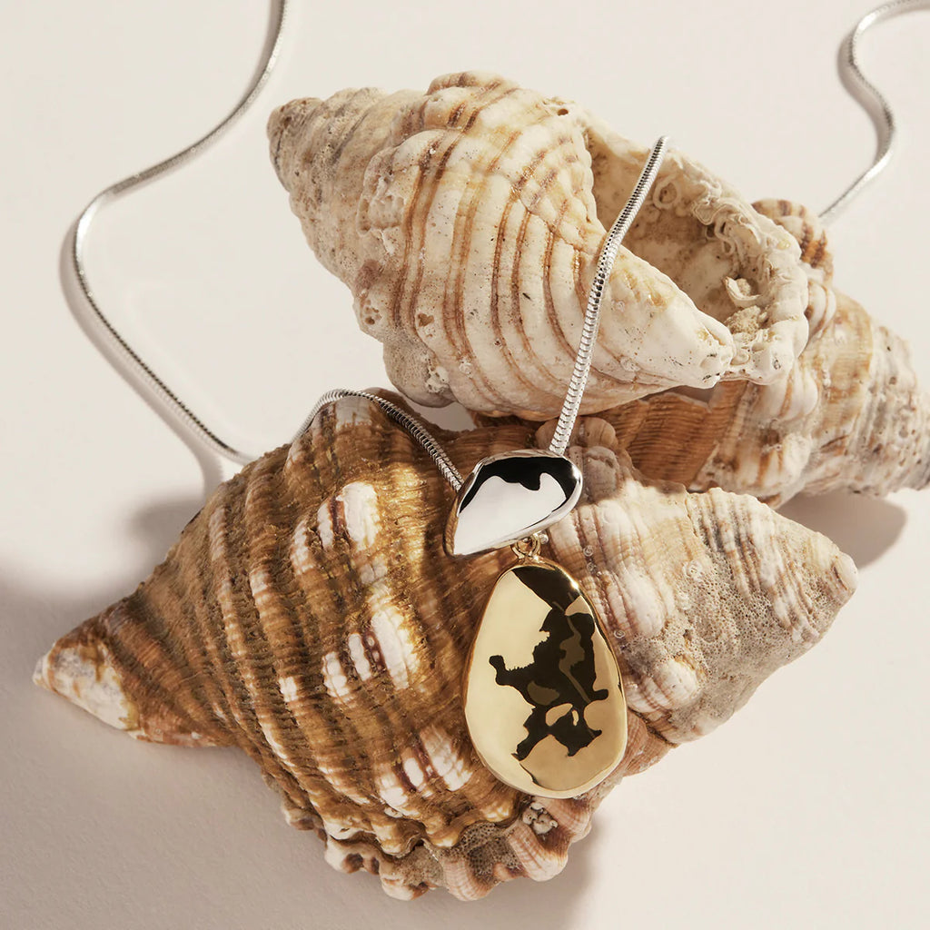 NAJO Double Pebblet Two-Tone Pendant Necklace (55cm+ext) N7135