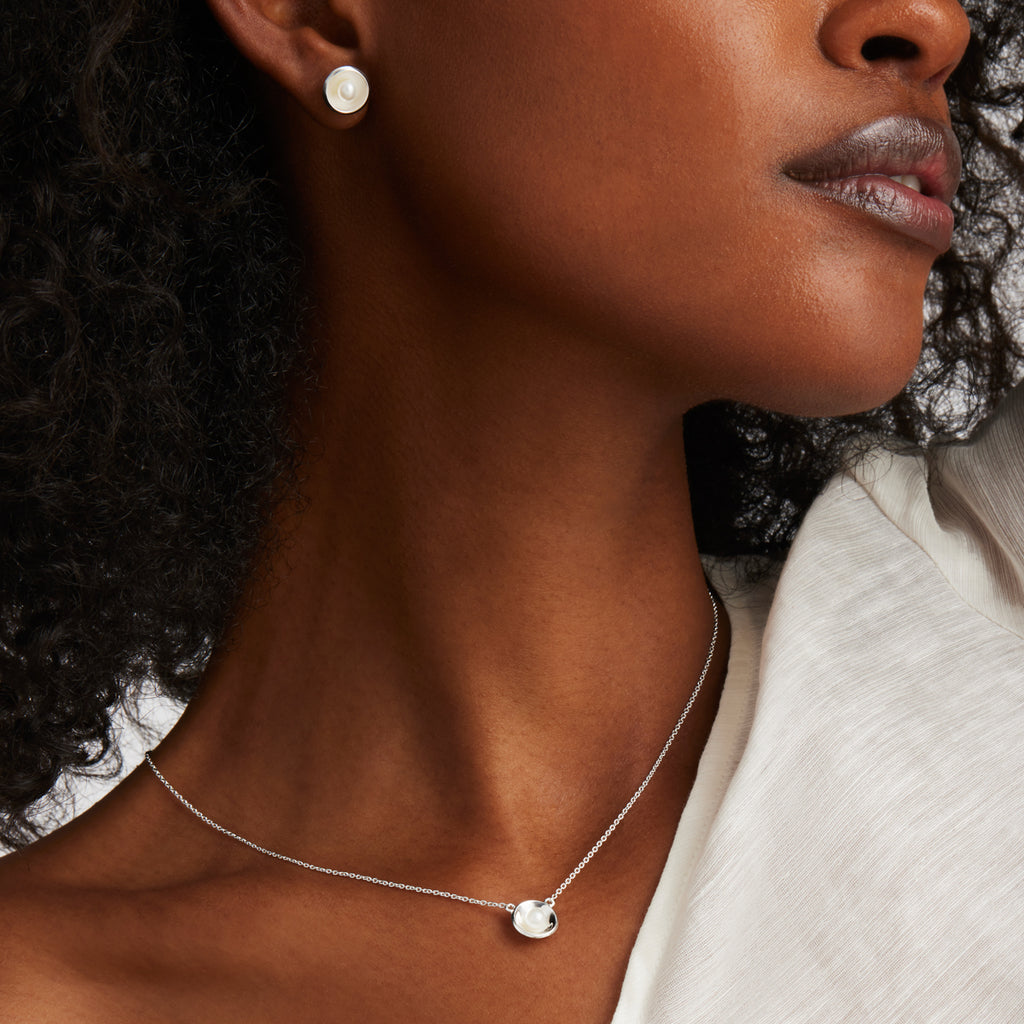 Capri Silver Pearl Necklace (42cm+ext) N7171