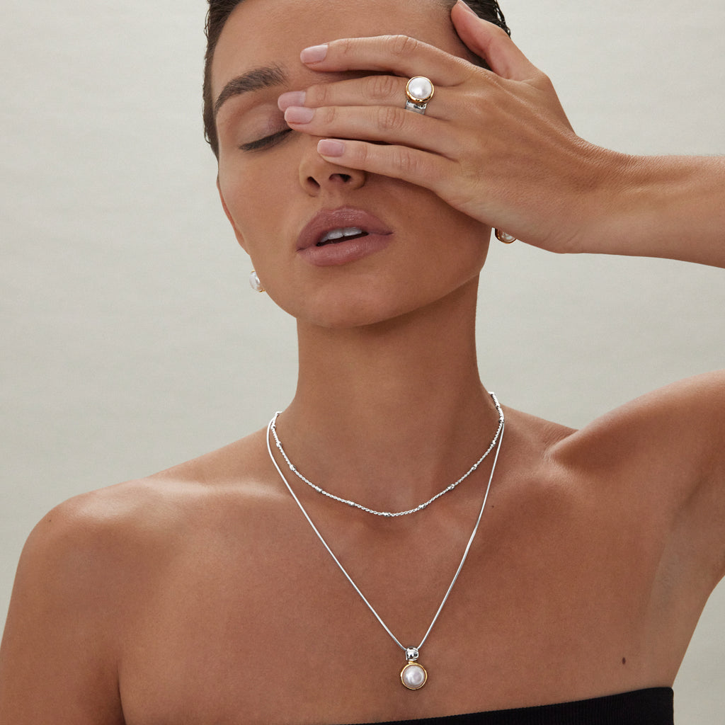 NAJO 'Chroma' Duo-Tone Pearl Snake Chain Necklace N7268
