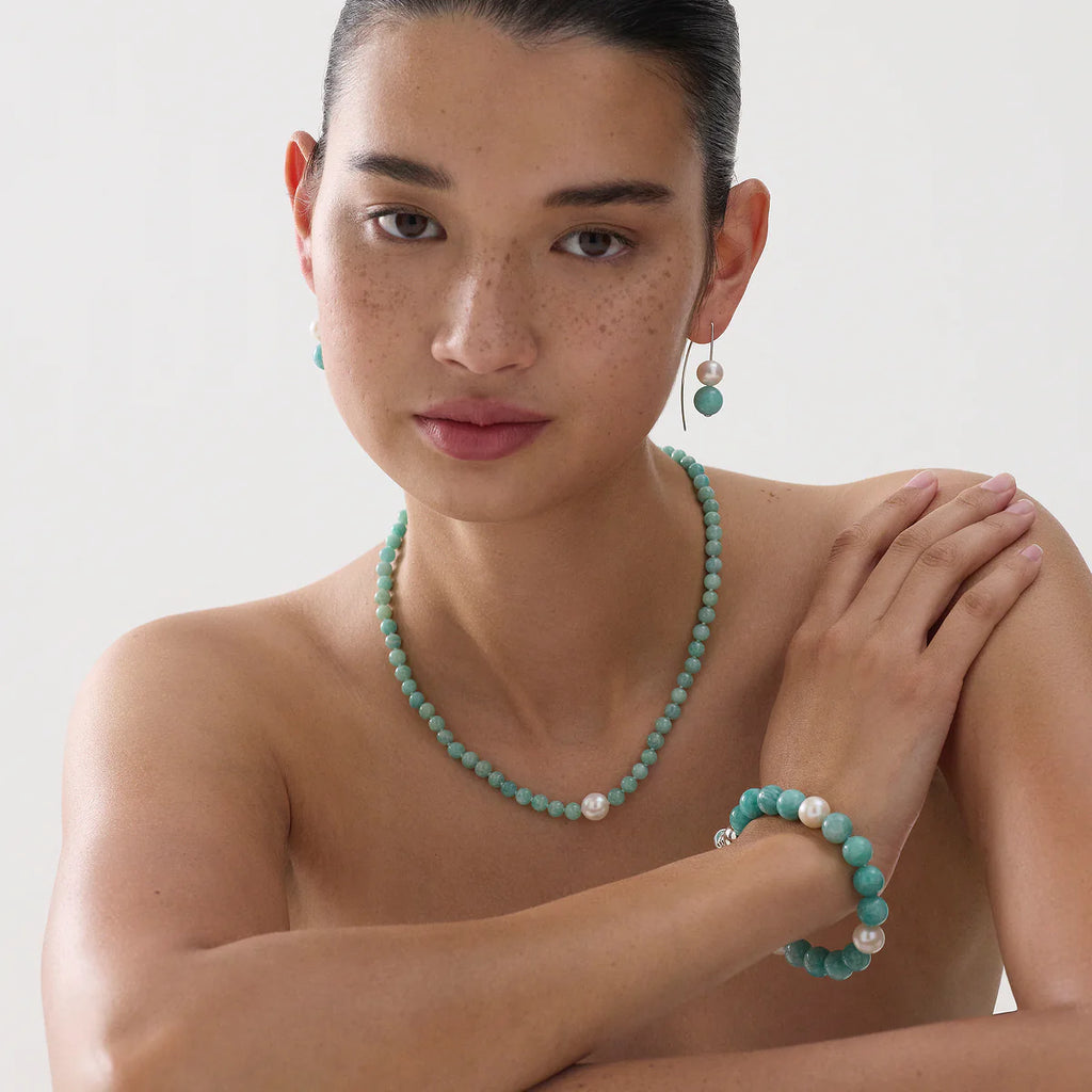Sunset Amazonite & Pearl Necklace N7485