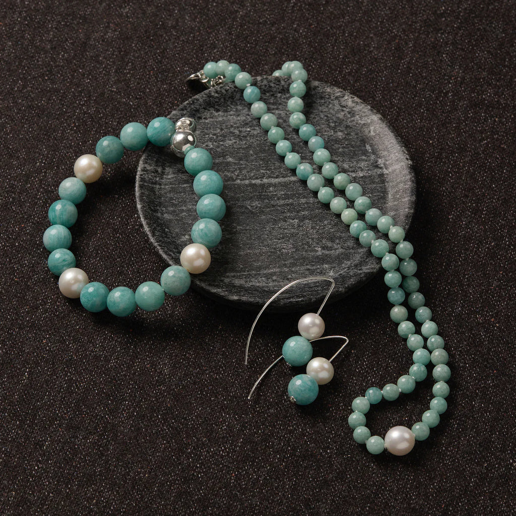 Sunset Amazonite & Pearl Necklace N7485