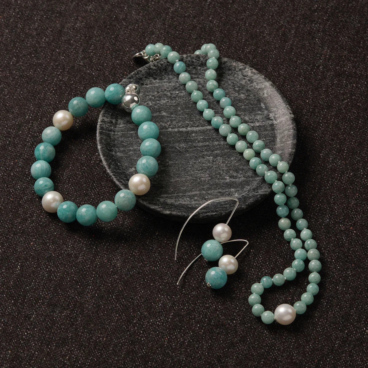Sunset Amazonite & Pearl Necklace N7485