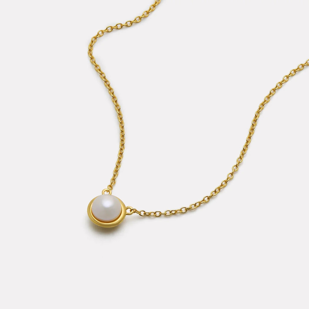 Moonbeam Pearl Necklace N7637 YG