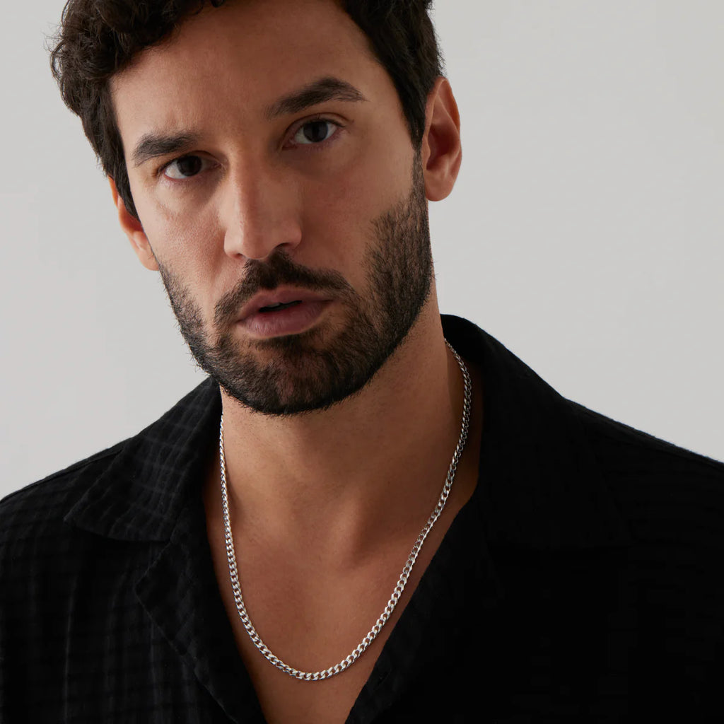 Cuban Men's Silver Chain Necklace 4.3mm N9012
