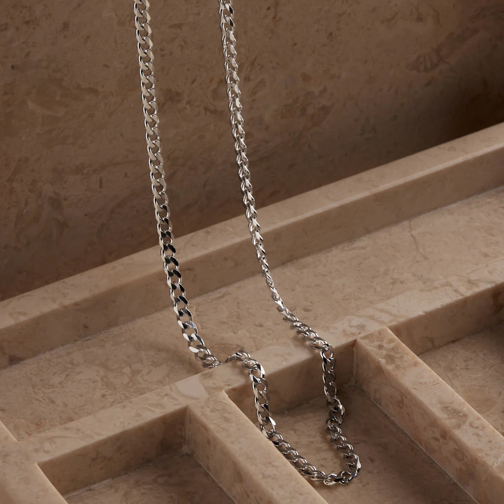 Cuban Men's Silver Chain Necklace 4.3mm N9012