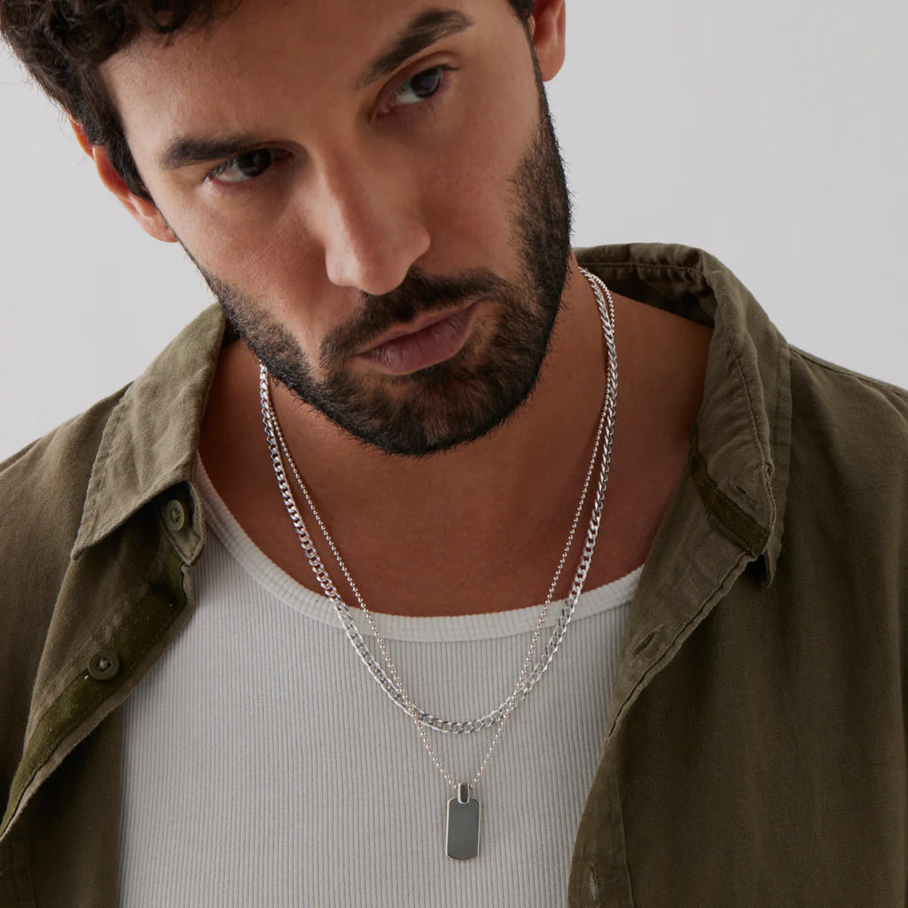 Cuban Men's Silver Chain Necklace 4.3mm N9012