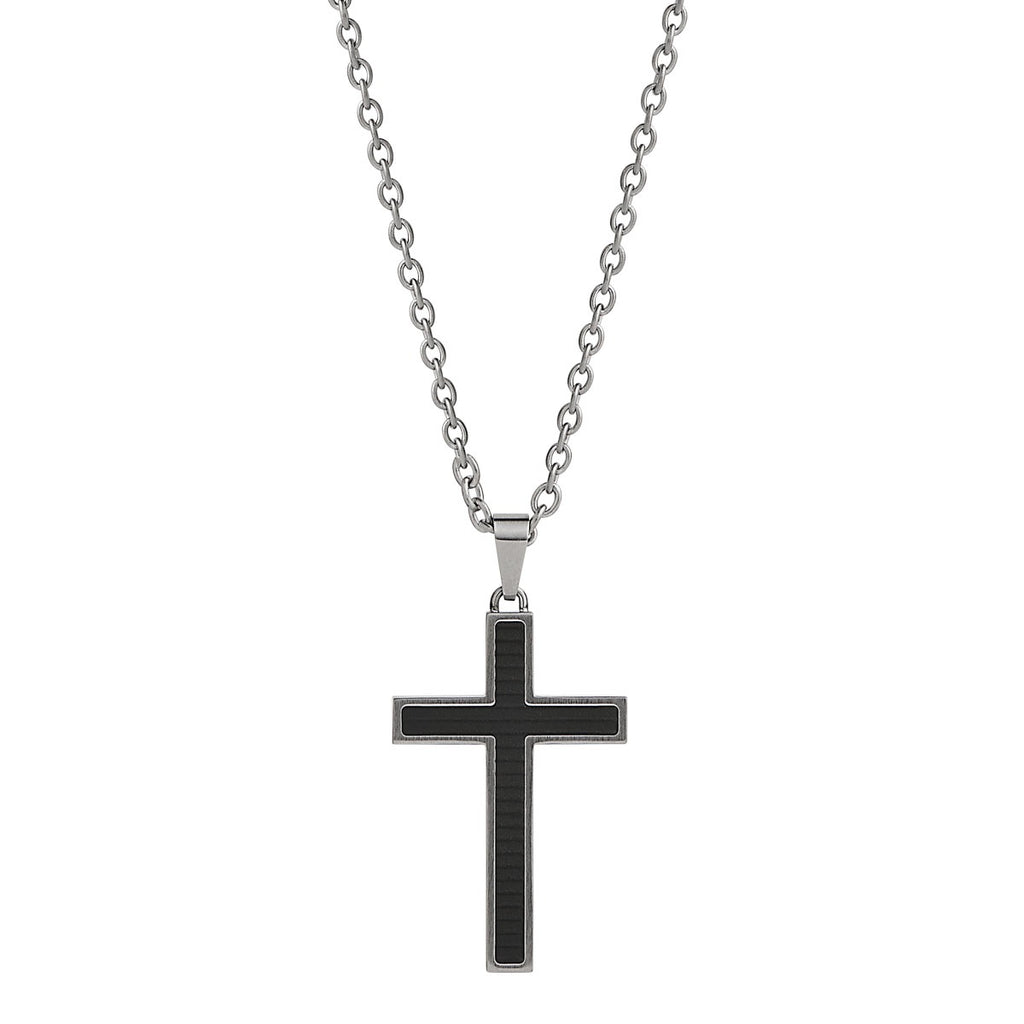 NAJO The Paladin Men’s Carbon Fibre and Steel Cross Pendant N9036