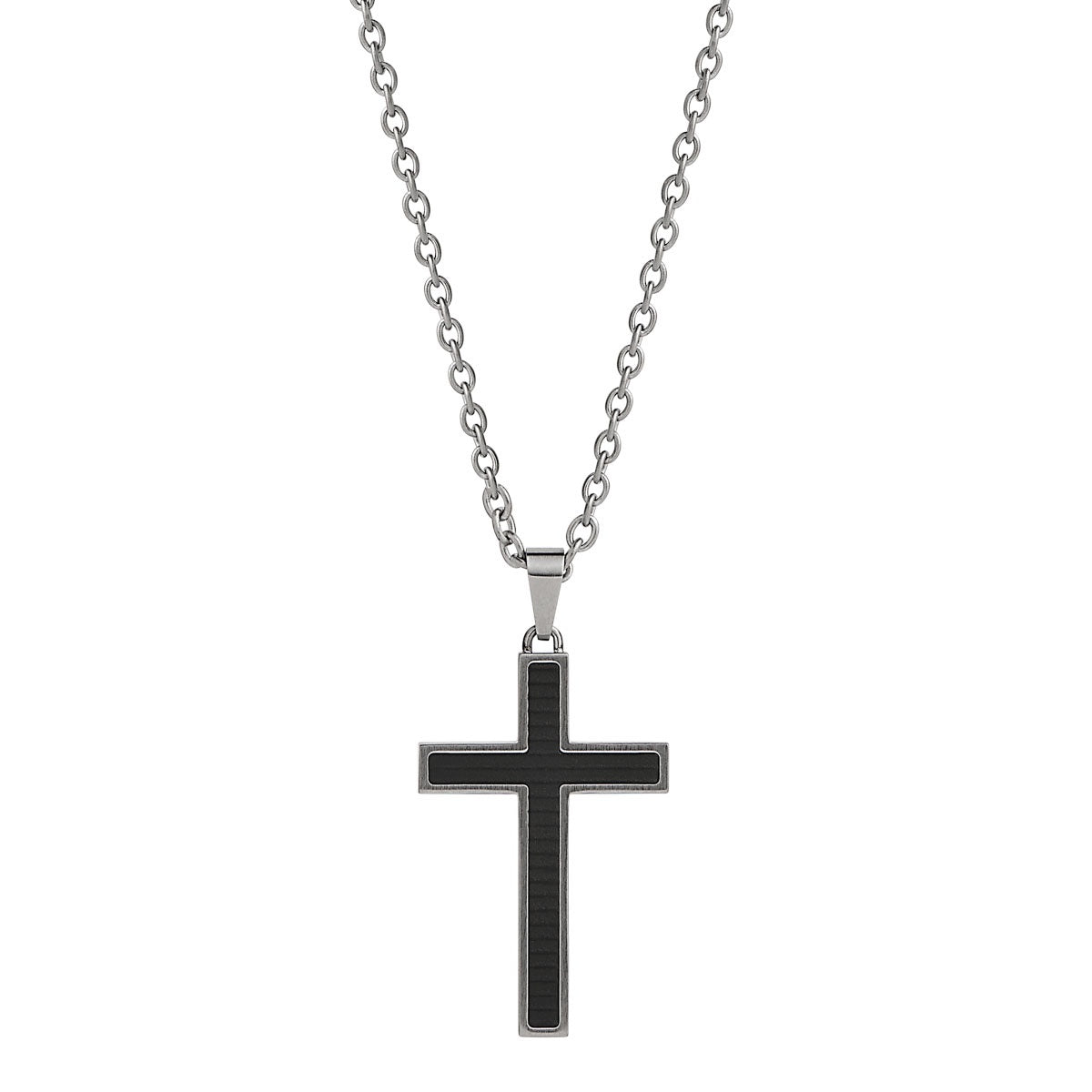 NAJO The Paladin Men’s Carbon Fibre and Steel Cross Pendant N9036