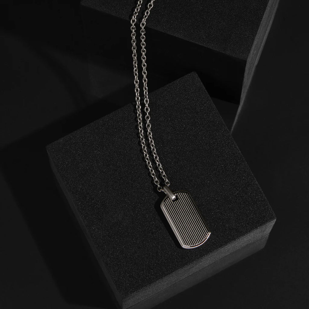 Rocca Men’s Stainless Steel Dog Tag Pendant N9037