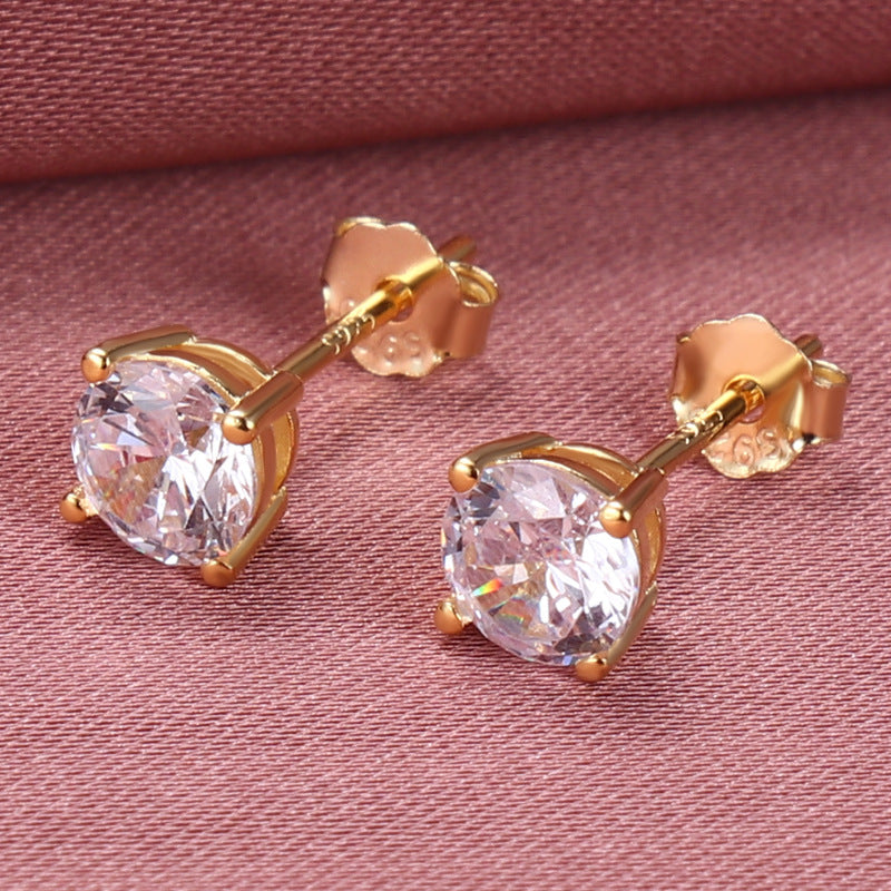 SS 5mm 4 Claw Round CZ Stud