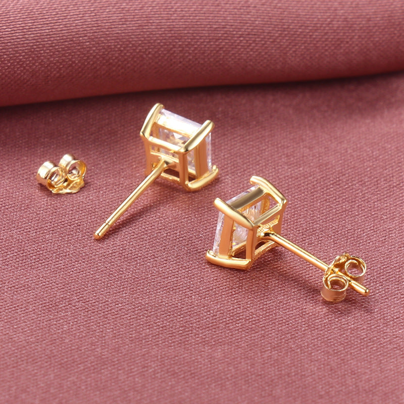 SS 4mm 4 Claw Square CZ Stud