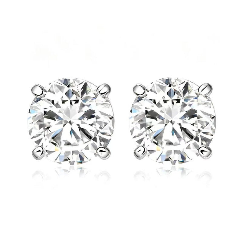 Sterling Silver 6mm Natural Crystal Stud Earrings