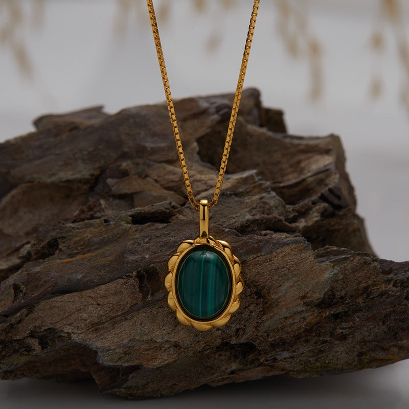 Sterling Silver Gold Plated Malachite Necklace
