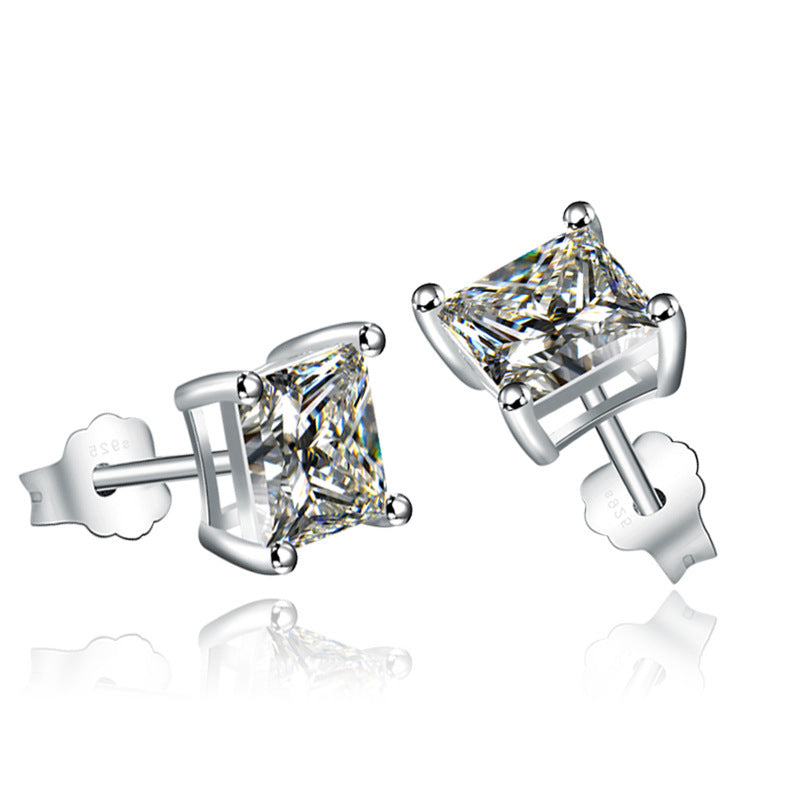 SS 6mm 4 Claw Square CZ Stud