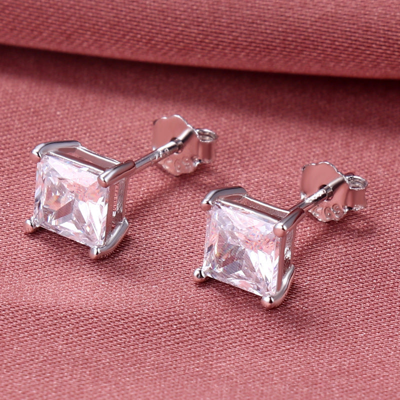 SS 6mm 4 Claw Square CZ Stud