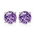 Sterling Silver 6mm Amethyst Stud Earrings 6mm