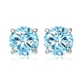 Sterling Silver 6mm Blue Topaz Stud Earrings