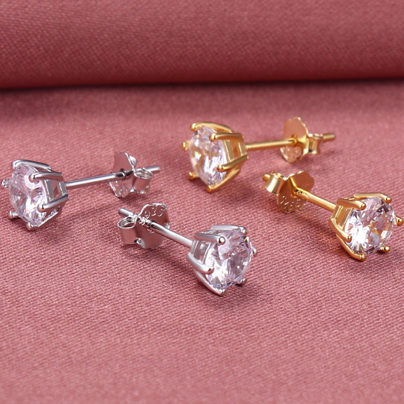 SS 4mm 6 Claw Round CZ Stud