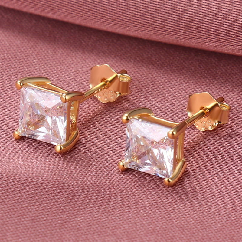 SS 4mm 4 Claw Square CZ Stud