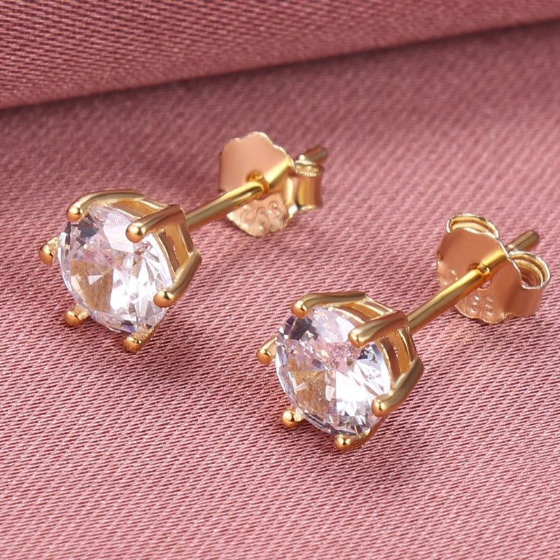 SS 4mm 6 Claw Round CZ Stud