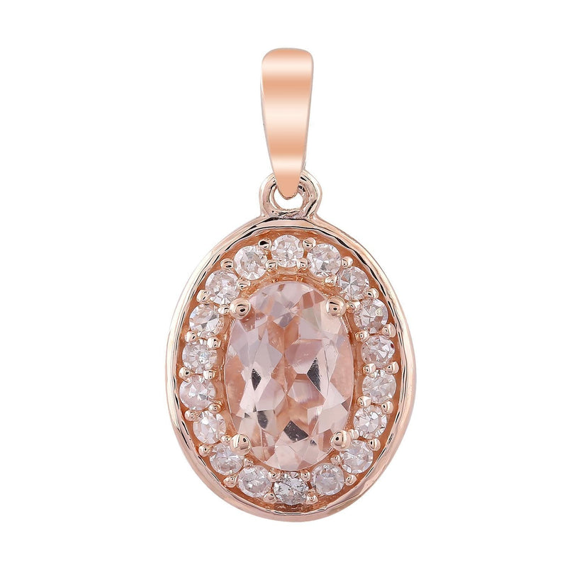 Morganite Pendant with 0.1ct Diamonds in 9K Rose Gold