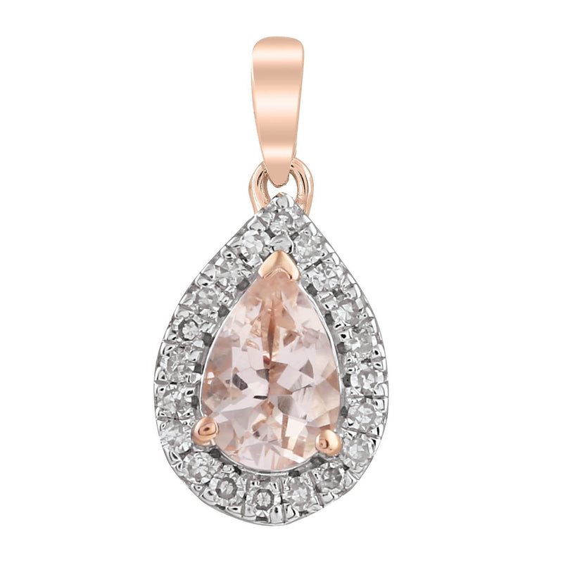 9ct Rose Gold 0.07ct Diamond Morganite Pendant