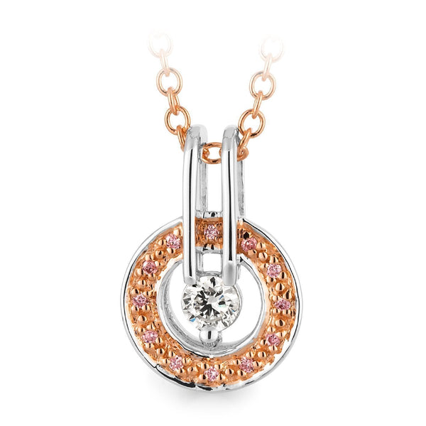 PINK CAVIAR 0.16ct Pink Diamond Pendant in 9ct White & Rose Gold