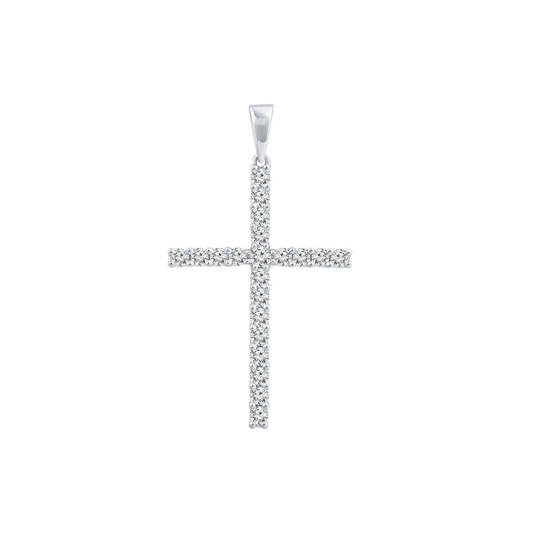 9ct White Gold 0.50ct Diamond Cross Pendant