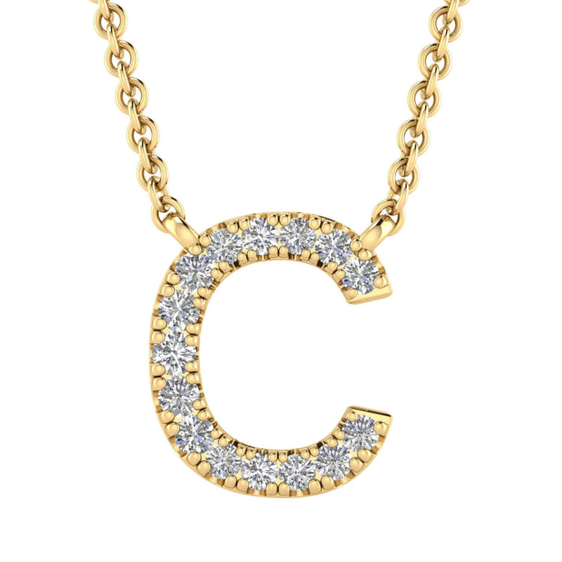 9ct Yellow Gold Diamond Initial 'C' Necklace