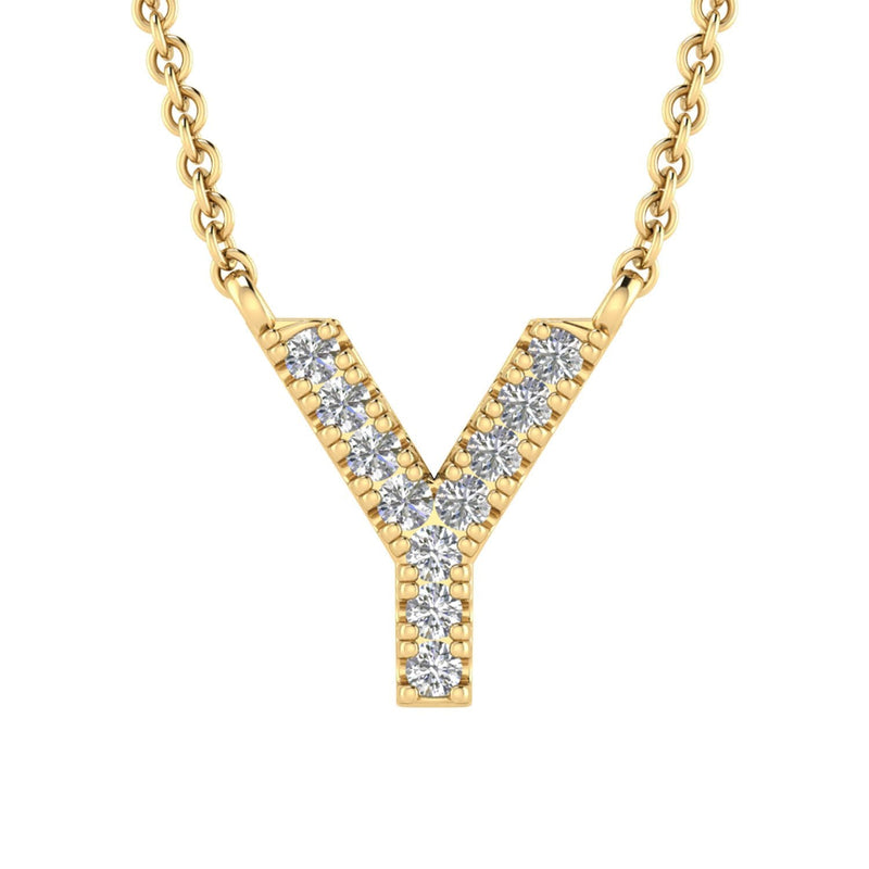 9ct Yellow Gold Diamond Initial 'Y' Necklace