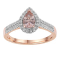Morganite Pear Ring with 0.25ct Diamonds in 9K Rose Gold