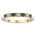 Emerald Ring with 0.1ct Diamonds in 9K Yellow Gold