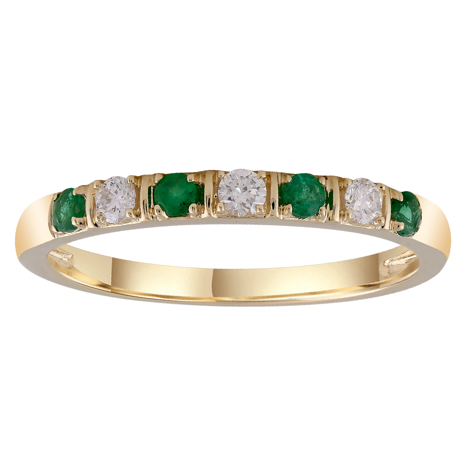 Emerald Ring with 0.1ct Diamonds in 9K Yellow Gold