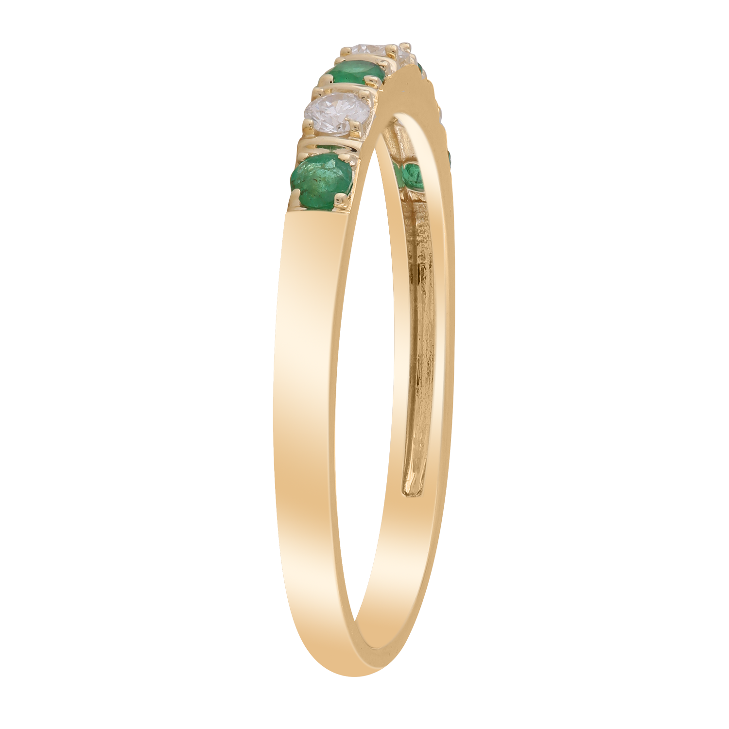 Emerald Ring with 0.1ct Diamonds in 9K Yellow Gold