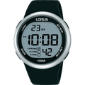 LORUS Men's Digital Sport 100m Black & Silver R2349QX-9