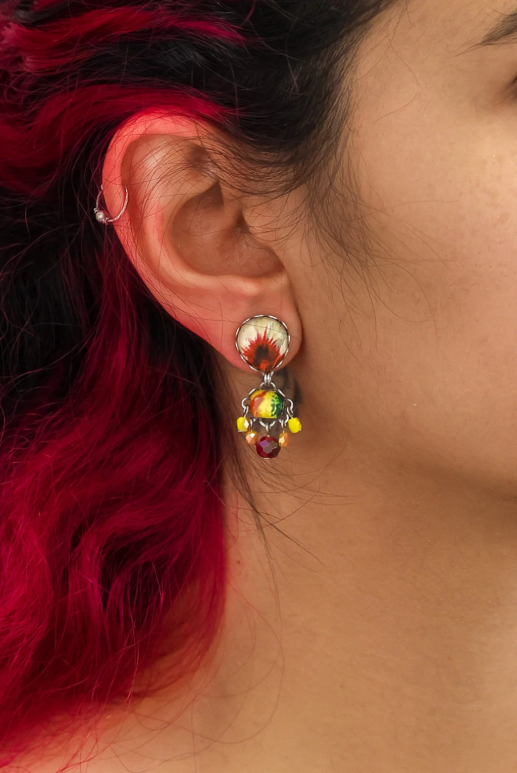 Sunflower Surprise Set, Small Colorful Glass Earrings, Bri R2425
