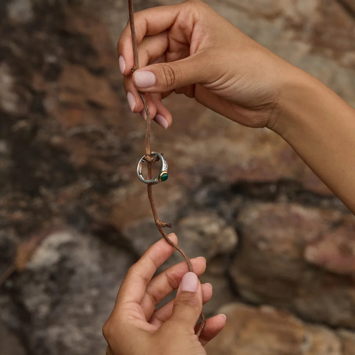 Solace 2-Tone Green Onyx Ring- medium