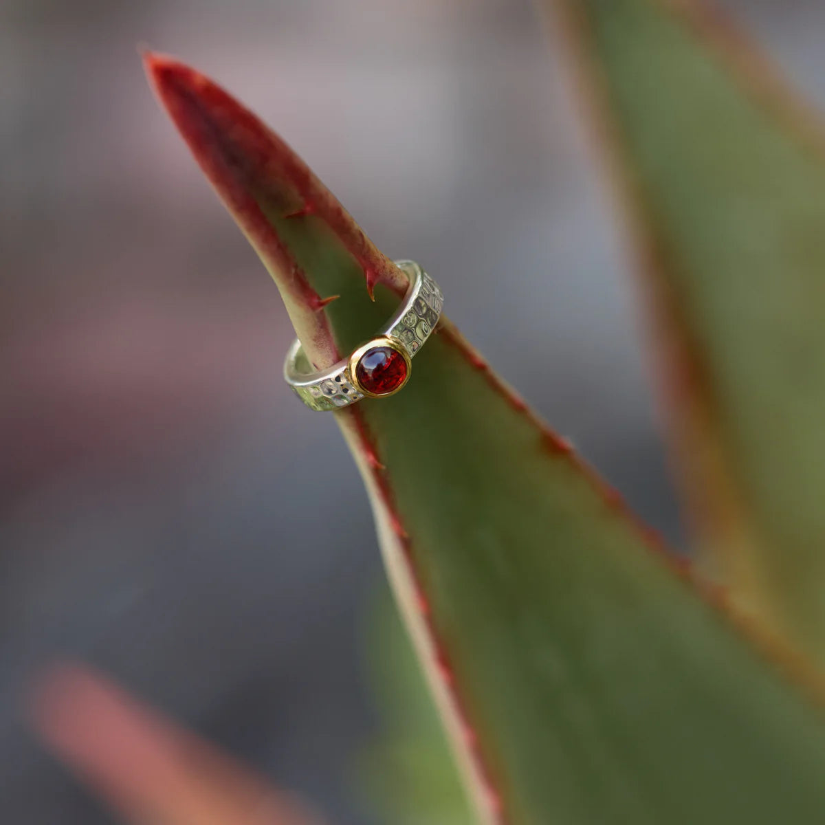Solace 2-Tone Garnet Ring- medium R7408M