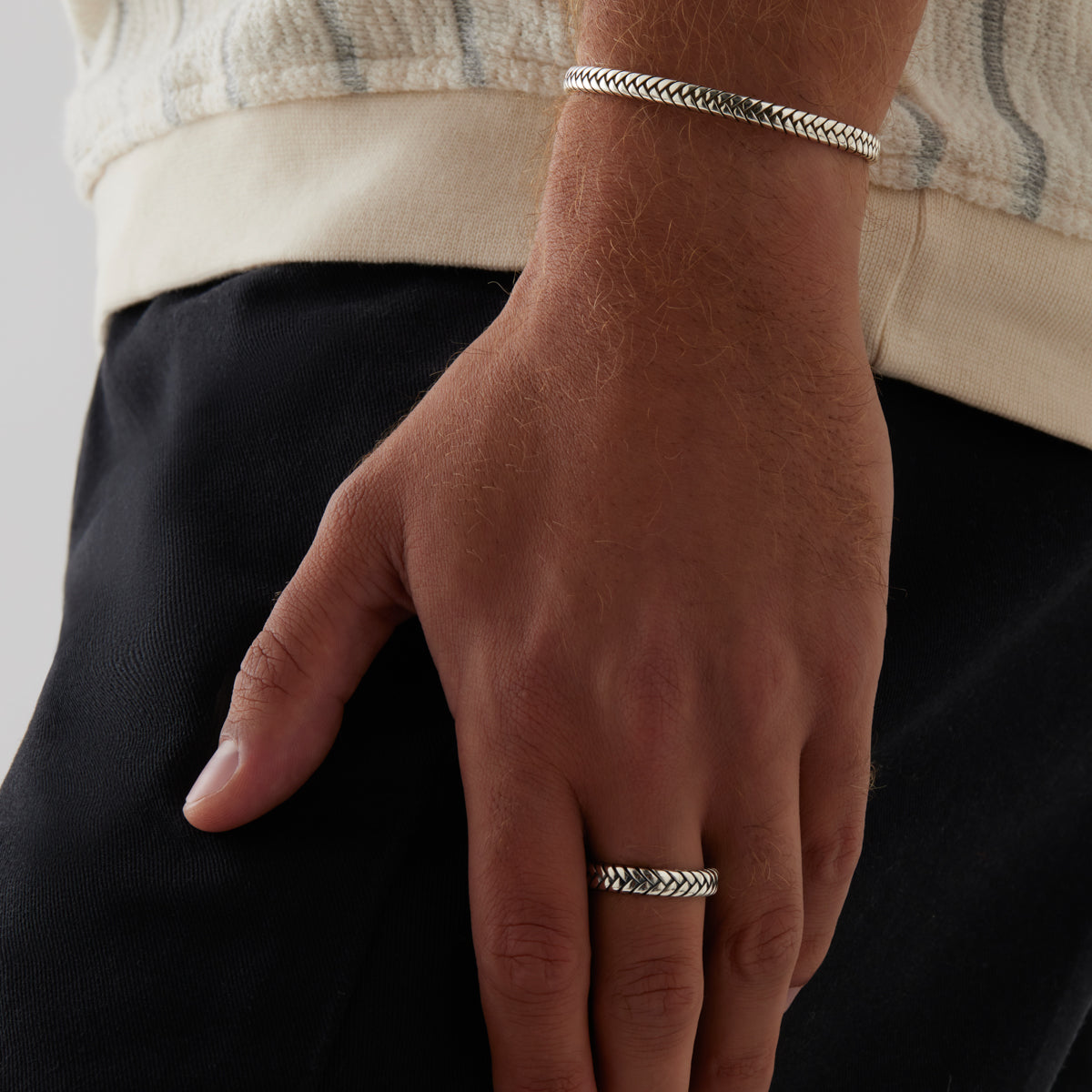 NAJO Tessera Men’s Silver Ring SIZE 10 R9006-10
