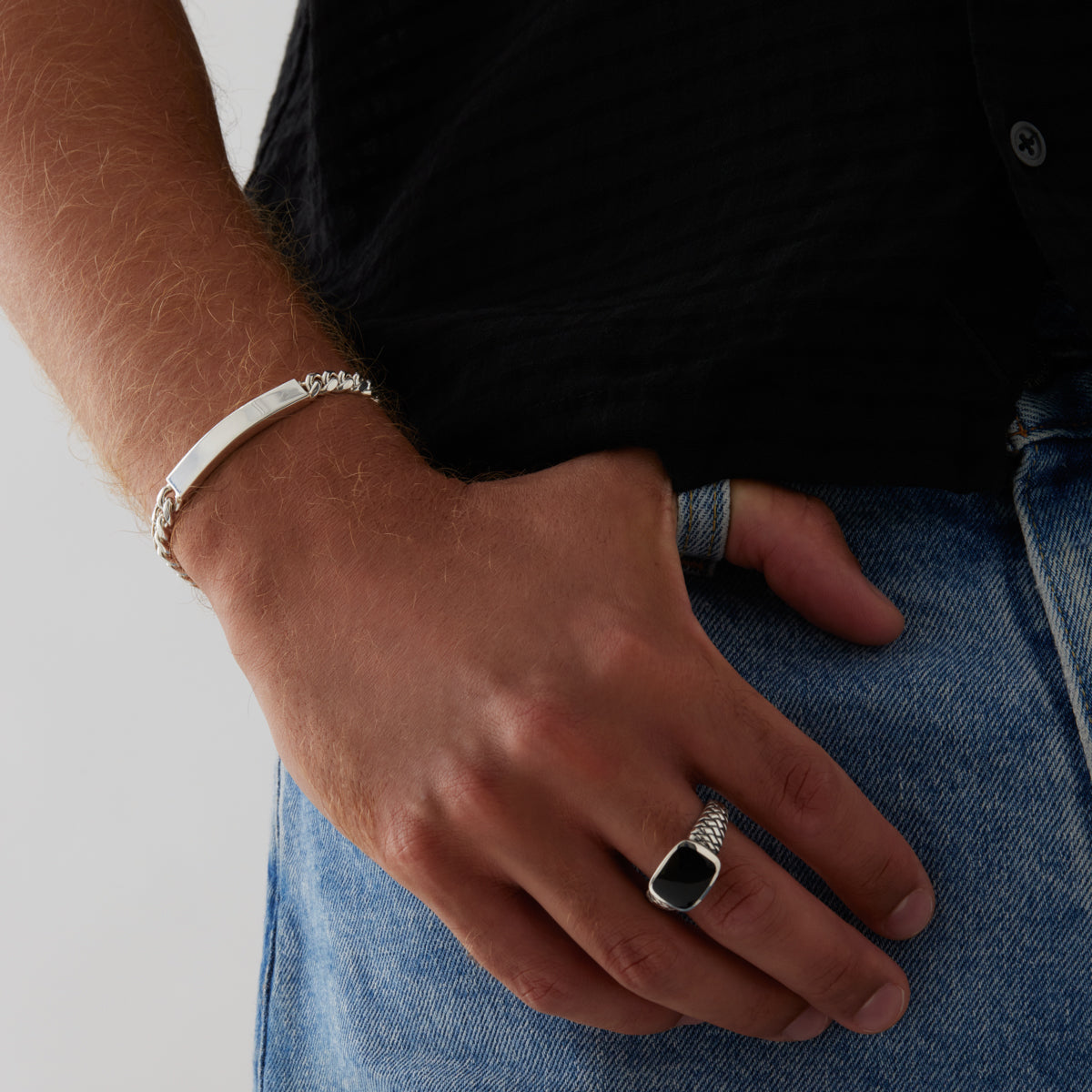 Navigator Men’s Silver Black Onyx Ring R9011