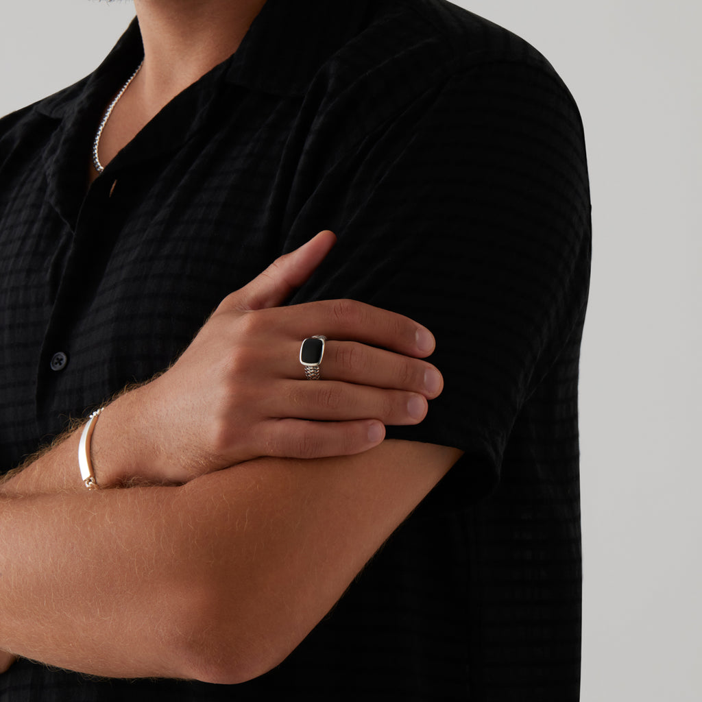 Navigator Men’s Silver Black Onyx Ring R9011
