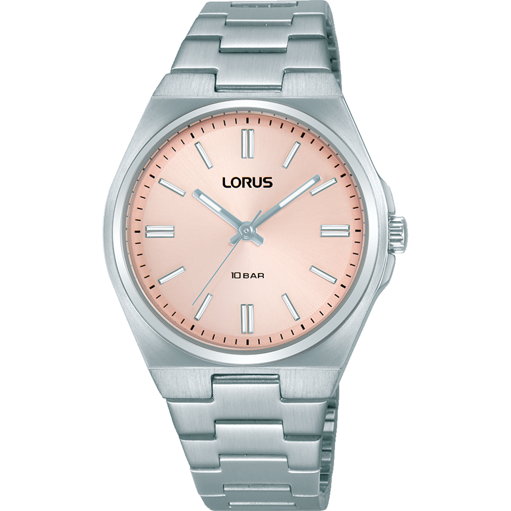 LORUS Ladie's 100m Silver/ Pink Analogue - 3 Hands RG307XX-9